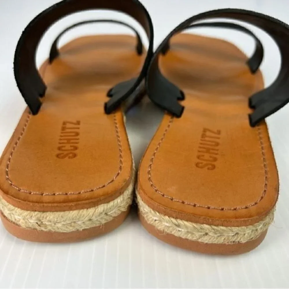 Schutz womens size 7 black Lilyane slide on sandals